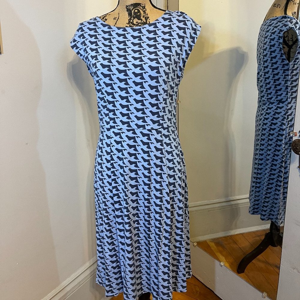 Boden Ledbury Dove Print Jersey Knit Day Dress